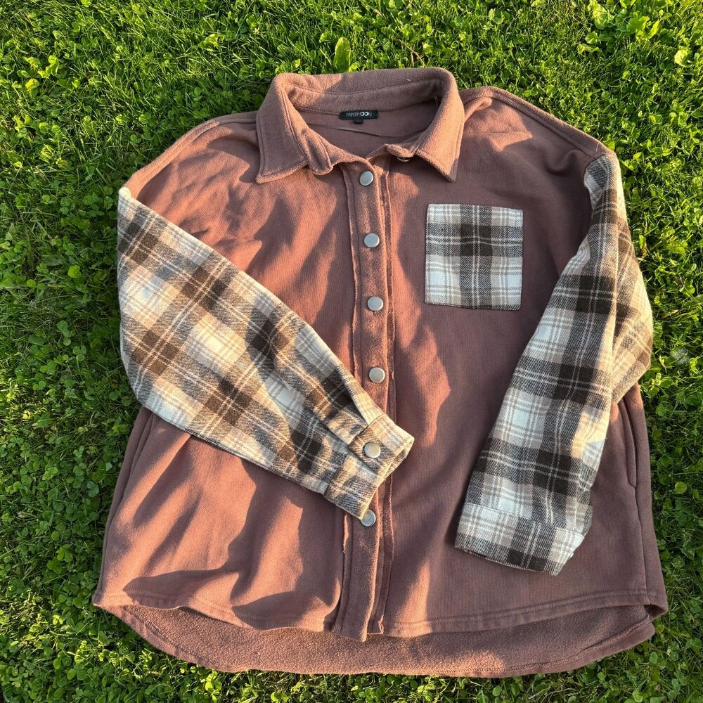 Papermoon button up sweatshirt Flannel Shacket Fall